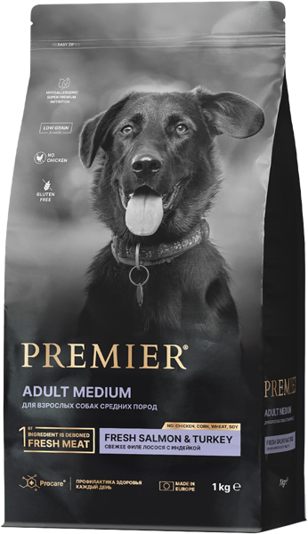 Изображение Корм для собак средних пород Премьер филе лосося индейка Юнайтед Петфуд м/у, 1 КГ