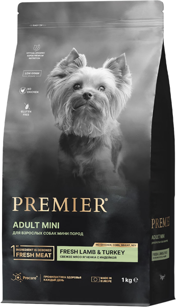 Изображение Корм для собак мелких пород Премьер ягненок индейка Юнайтед Петфуд м/у, 1 КГ