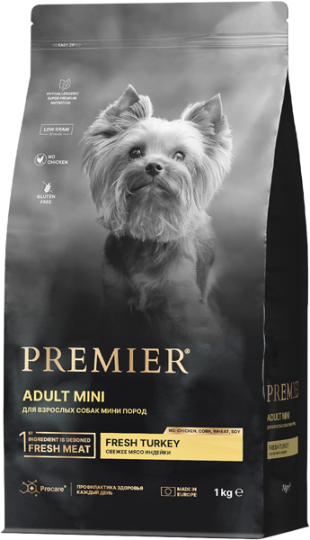 Изображение Корм для собак мелких пород Премьер свежее мясо индейки Юнайтед Петфуд м/у, 1 КГ