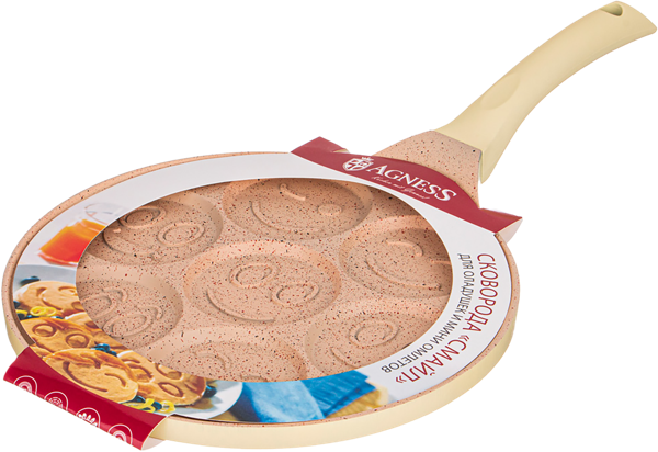 Изображение Сковорода 26,5см для оладий Агнесс смайл бежевая Агнесс , 1 шт