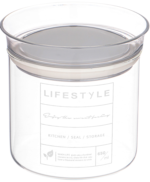 Изображение Емкость 650мл для сыпучих Агнесс с серой крышкой Агнесс , 1 шт