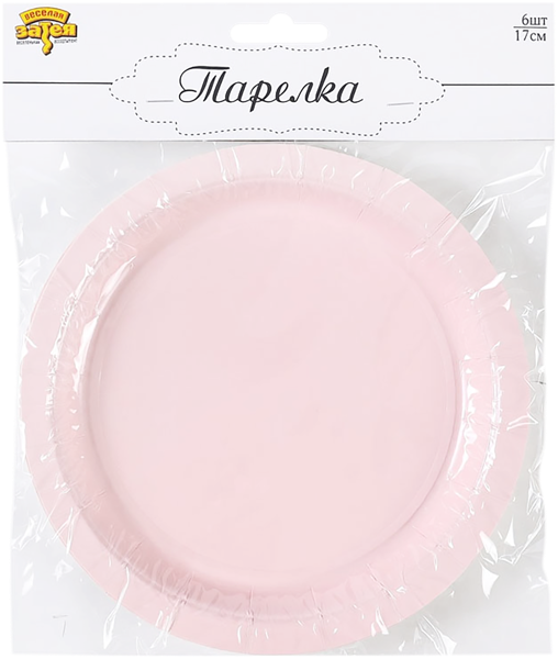 Изображение Одноразовая посуда 17см Веселая затея тарелка пастель розовая Веселая затея кор, 6 шт