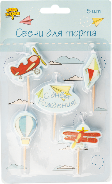 Изображение Свечи для торта Веселая затея самолетики Веселая затея кор, 5 шт