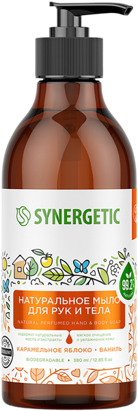 Изображение Мыло жидкое для рук Синергетик БИО карамельн яблоко и ваниль Синергетик п/у, 380 мл