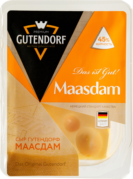 Изображение Сыр 45% полутвердый Гутендорф маасдам ИП Чернуха О.Л. п/у, 180 г