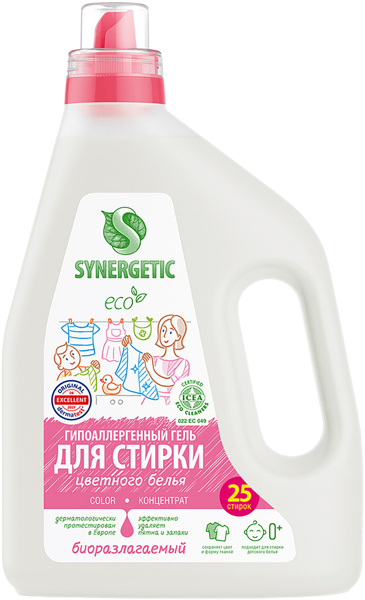 Изображение Средство для стирки жидкое Синергетик БИО цветное белье Синергетик п/у, 1,5 л