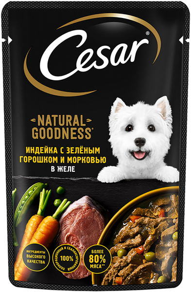 Изображение Корм для собак Цезарь индейка горох морковь Марс м/у, 80 г