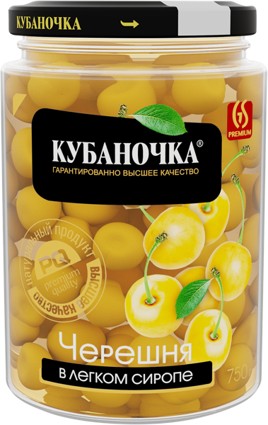 Изображение Черешня в легком сиропе Кубаночка желтая Гранд-Стар с/б, 750 г