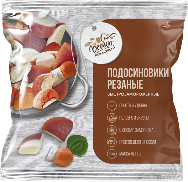 Изображение Грибы замороженные Всегда пожалуйста подосиновики ООО ПК ЭкоРесурс м/у, 300 г
