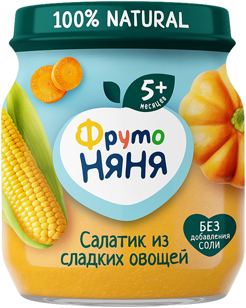 Изображение Пюре овощное с 5 мес Фрутоняня Салатик из сладких овощей Прогресс с/б, 110 г