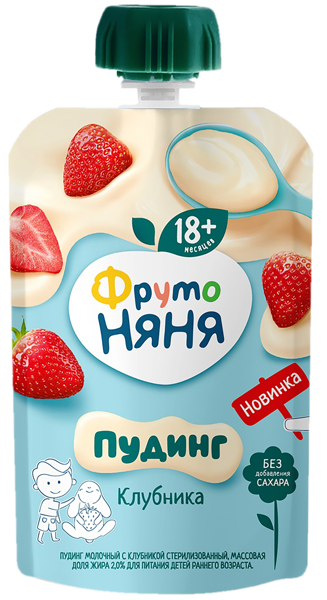Изображение Пудинг 2% с 18 мес Фрутоняня клубника Прогресс м/у, 90 г