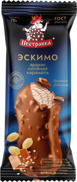 Изображение Мороженое эскимо Пестравка Арахис и соленая карамель Купинское мороженое м/у, 80 г