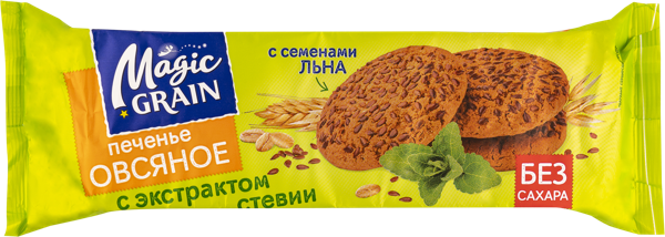 Изображение Печенье овсяное без сахара Мэджик грэин с семенами льна Диал-К м/у, 180 г