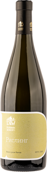 Изображение Вино белое сухое стиль №2 Рислинг ЗГУ Дубинин Вайнери КФХ Дубинин с/б, 0,75 л