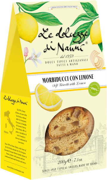 Изображение Морбидуччи мягкое печенье Дольчезе ди Нанни с лимоном Дольчезе ди Нанни кор, 200 г
