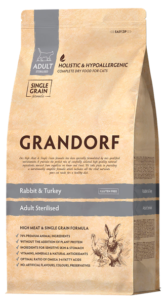 Изображение Корм для стерилиз кошек Грандорф кролик индейка Юнайтед Петфуд м/у, 400 г