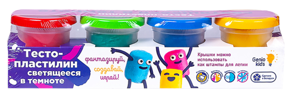 Изображение Набор для лепки Дженио Кидс Арт 4 цвета светящиеся Страна игрушек к/у, 1 шт