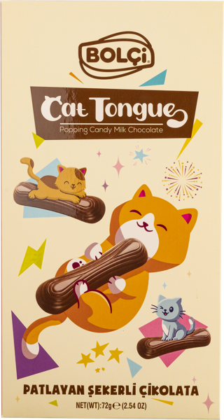 Изображение Шоколад молочный 30% Болчи кошачьи язычки с взрывной карамелью Болчи Чиколата м/у, 72 г