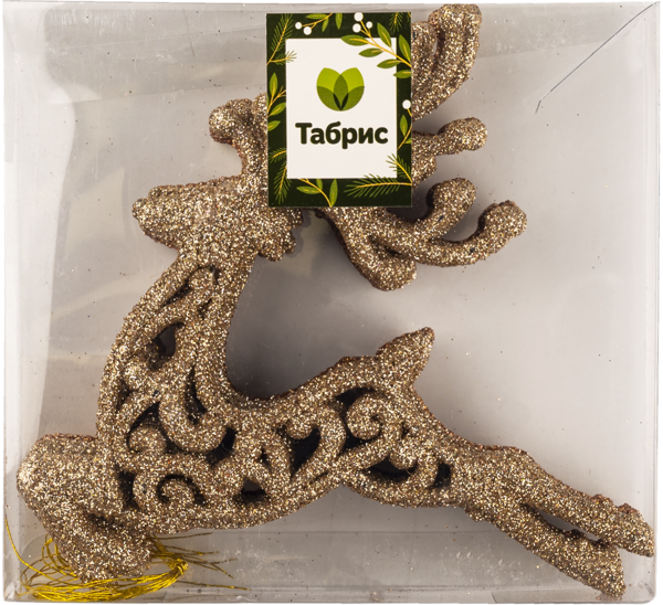 Изображение Елочное украшение 13,5см Игл Гифтс олень золотой с блестками Игл Гифтс п/у, 4 шт