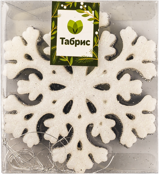 Изображение Елочное украшение 11см пластик Игл Гифтс снежинка белая лиловая Игл Гифтс п/у, 6 шт