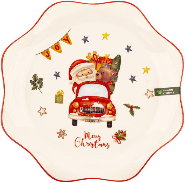 Изображение Тарелка 26см белая Табрис санта в машине фигурная Ловингхоум , 1 шт