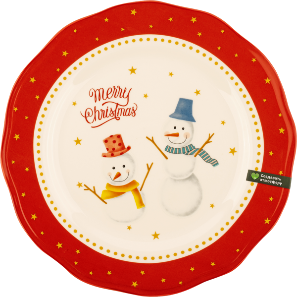 Изображение Тарелка 26см красно-белая Табрис новогодние мотивы снегови Ловингхоум , 1 шт