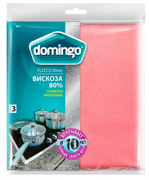 Изображение Салфетка 38*38см для уборки Доминго флис вискоза Доминго м/у, 3 шт