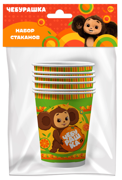 Изображение Одноразовая посуда 250мл НД плэй стакан Чебурашка НД Плэй м/у, 6 шт