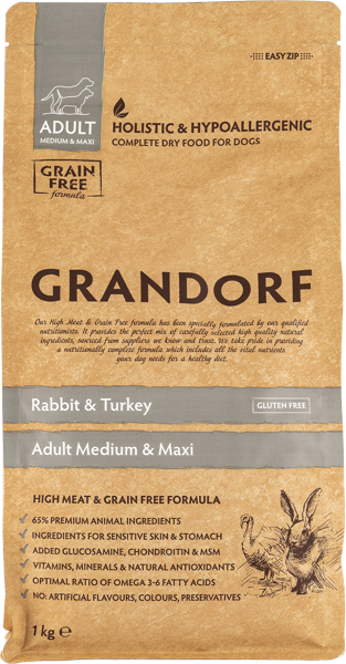 Изображение Корм для собак всех пород Грандорф кролик индейка Юнайтед Петфуд м/у, 1 КГ