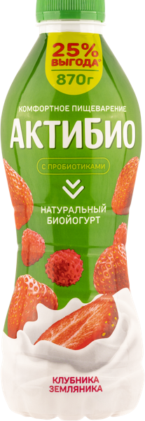 Изображение Биойогурт 1,5% питьевой Актибио клубника земляника Эйч энд Эн п/б, 870 мл