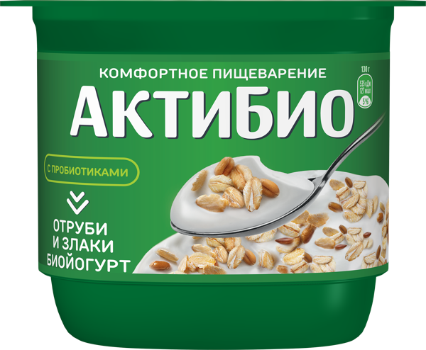 Изображение Биойогурт 2,9% Актибио отруби злаки Эйч энд Эн п/б, 130 г