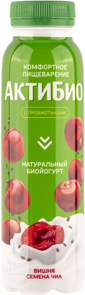 Изображение Биойогурт 1,5% питьевой Актибио вишня семена чиа Эйч энд Эн п/б, 260 мл