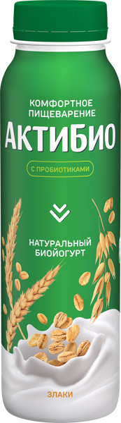 Изображение Биойогурт 1,6% питьевой Актибио злаки Эйч энд Эн п/б, 260 мл