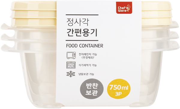 Изображение Контейнер 750мл для хранения Тарк квадратный желтый Донг Янг , 3 шт