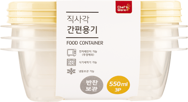 Изображение Контейнер 550мл для хранения Тарк прямоугольный желтый Донг Янг , 3 шт