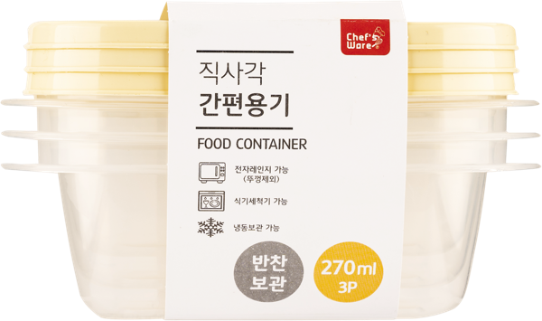 Изображение Контейнер 270мл для хранения Тарк прямоугольный желтый Донг Янг , 3 шт