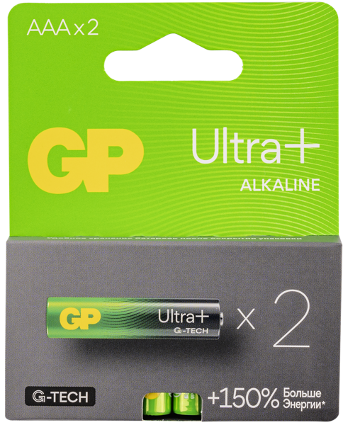 Изображение Батарейка ААА ЛР03 1,5 вольт ДжиПи ультра плюс алкаин ДжиПи к/у, 2 шт