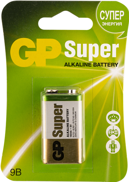 Изображение Батарейка 6ЛР61 9 вольт ДжиПи супер алкаин ДжиПи к/у, 1 шт
