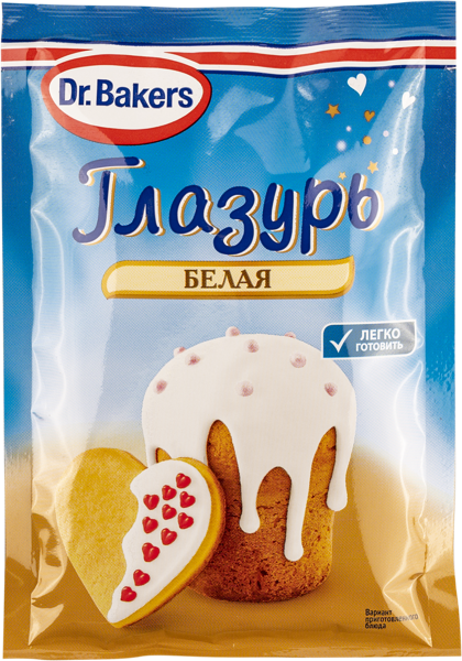 Изображение Глазурь сахарная Др. Бейкерс белая Др. Бейкерс м/у, 90 г