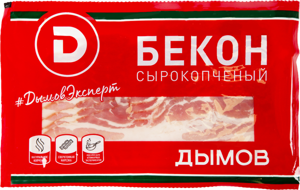 Изображение Мясо свиное с/к нарезка Дымов бекон венгерский Дымовское КП в/у, 150 г