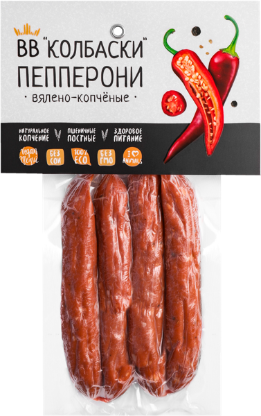 Изображение Колбаски вялено-копч. ВЕГАН Высший вкус пепперони Высший Вкус в/у, 120 г