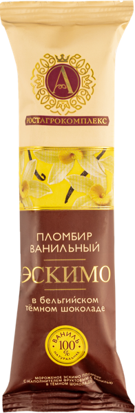 Изображение Мороженое пломбир эскимо А.РостАгроКомплекс в темном шоколаде РАМОЗ м/у, 65 г