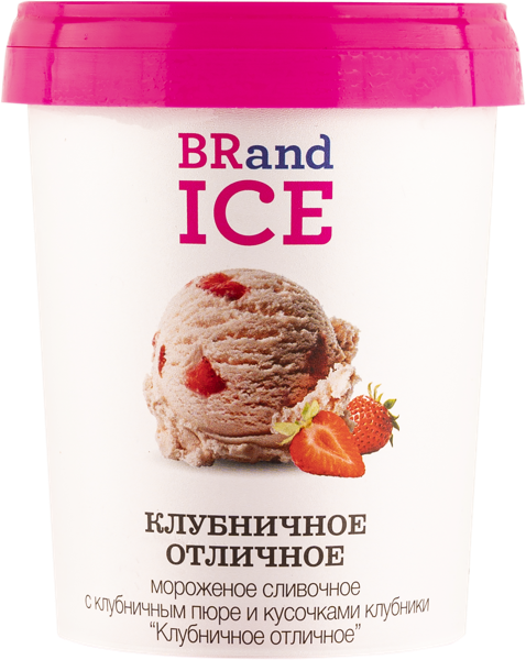 Изображение Мороженое сливочное Бренд Айс клубничное-отличное БРПИ п/у, 300 г
