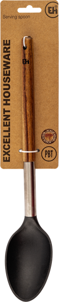 Изображение Ложка 34см для кухни Купман черная с ручкой из дерева Купман Интернэшнл к/у, 1 шт