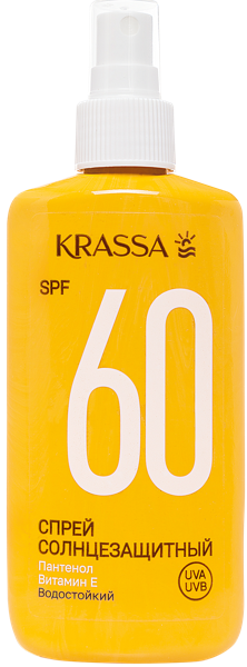 Изображение Спрей солнцезащитный Красса пантенол витамин Е СПФ60 КРАССА-Косметикс п/у, 150 мл