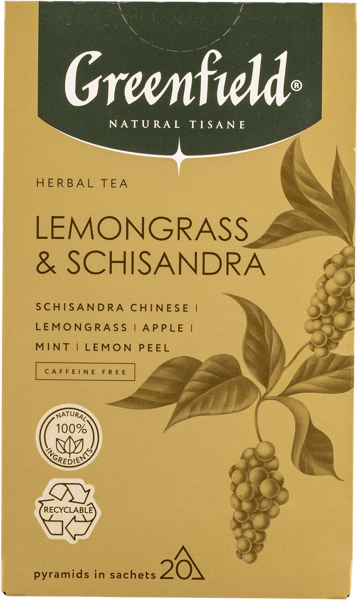 Изображение Чайный напиток в пирамидках Гринфилд лемонграсс лимонник Орими Трейд кор, 20*1,8 г