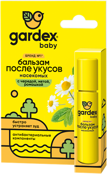 Изображение Бальзам после укусов детский Гардекс бейби череда, ромашка, мята Юпеко к/у, 1 шт