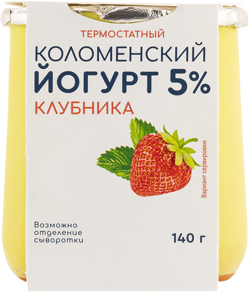 Изображение Йогурт 5% термостатный Коломенское клубника Коломенское к/б, 140 г