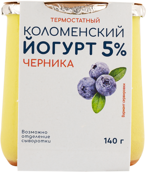 Изображение Йогурт 5% термостатный Коломенское черника Коломенское к/б, 140 г