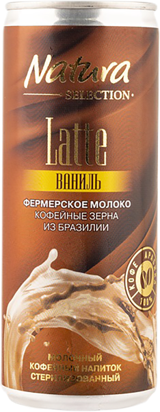 Изображение Напиток молочный 2,4% Натура Селекшн латте ваниль Гранд-НН ж/б, 220 мл